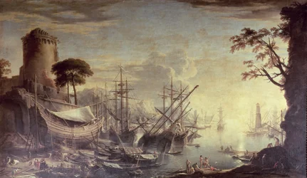 Hafen bei Sonnenuntergang